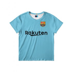 Детская футболка 3D с принтом Barcelona away 2018 в Курске, 100% гипоаллергенный полиэфир | прямой крой, круглый вырез горловины, длина до линии бедер, чуть спущенное плечо, ткань немного тянется | away | barcelona | champions | league | барселона | выездная | гостевая | лига | чемпионов