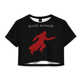 Женская футболка 3D укороченная с принтом Blade Runner в Курске, 100% полиэстер | круглая горловина, длина футболки до линии талии, рукава с отворотами | 2049 | blade runner | bladerunner