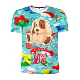 Мужская футболка 3D спортивная с принтом Плюшевый щенок в Курске, 100% полиэстер с улучшенными характеристиками | приталенный силуэт, круглая горловина, широкие плечи, сужается к линии бедра | 
