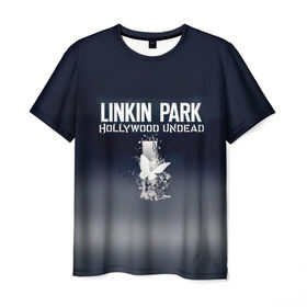 Мужская футболка 3D с принтом Linkin Park и Hollywood Undead в Курске, 100% полиэфир | прямой крой, круглый вырез горловины, длина до линии бедер | Тематика изображения на принте: 
