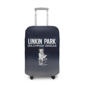 Чехол для чемодана 3D с принтом Linkin Park и Hollywood Undead в Курске, 86% полиэфир, 14% спандекс | двустороннее нанесение принта, прорези для ручек и колес | 