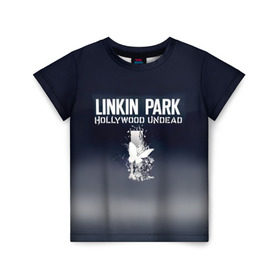 Детская футболка 3D с принтом Linkin Park и Hollywood Undead в Курске, 100% гипоаллергенный полиэфир | прямой крой, круглый вырез горловины, длина до линии бедер, чуть спущенное плечо, ткань немного тянется | 