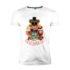 Мужская футболка премиум с принтом Celebrate! в Курске, 92% хлопок, 8% лайкра | приталенный силуэт, круглый вырез ворота, длина до линии бедра, короткий рукав | 