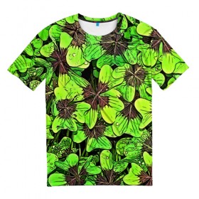 Мужская футболка 3D с принтом Clover pattern в Курске, 100% полиэфир | прямой крой, круглый вырез горловины, длина до линии бедер | pattern | абстракция | арт | клевер | листья | паттерн | узор