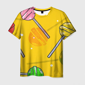 Мужская футболка 3D с принтом Чупа-Чупс в Курске, 100% полиэфир | прямой крой, круглый вырез горловины, длина до линии бедер | Тематика изображения на принте: конфеты | леденец | паттерн | сладость | узор | чупа чупс