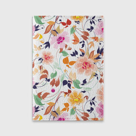 Обложка для паспорта матовая кожа с принтом Flowers в Курске, натуральная матовая кожа | размер 19,3 х 13,7 см; прозрачные пластиковые крепления | flowers | цветочки | цветы