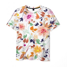 Мужская футболка 3D с принтом Flowers в Курске, 100% полиэфир | прямой крой, круглый вырез горловины, длина до линии бедер | flowers | цветочки | цветы