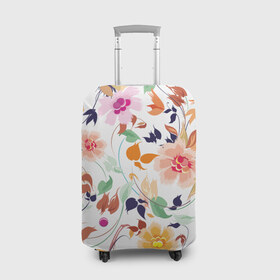 Чехол для чемодана 3D с принтом Flowers в Курске, 86% полиэфир, 14% спандекс | двустороннее нанесение принта, прорези для ручек и колес | flowers | цветочки | цветы