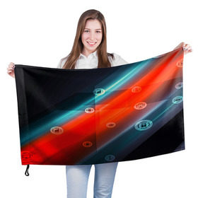 Флаг 3D с принтом Компьютерный век в Курске, 100% полиэстер | плотность ткани — 95 г/м2, размер — 67 х 109 см. Принт наносится с одной стороны | абстракция | информатика | нано | технологии