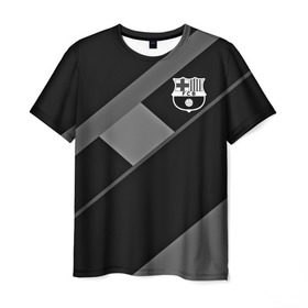 Мужская футболка 3D с принтом FC Barcelona gray collection в Курске, 100% полиэфир | прямой крой, круглый вырез горловины, длина до линии бедер | fc barcelona | мяч | спорт | футбол | чеппионат