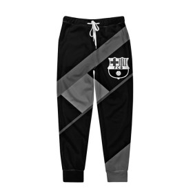 Мужские брюки 3D с принтом FC Barcelona gray collection в Курске, 100% полиэстер | манжеты по низу, эластичный пояс регулируется шнурком, по бокам два кармана без застежек, внутренняя часть кармана из мелкой сетки | fc barcelona | мяч | спорт | футбол | чеппионат