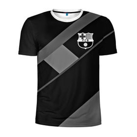 Мужская футболка 3D спортивная с принтом FC Barcelona gray collection в Курске, 100% полиэстер с улучшенными характеристиками | приталенный силуэт, круглая горловина, широкие плечи, сужается к линии бедра | fc barcelona | мяч | спорт | футбол | чеппионат