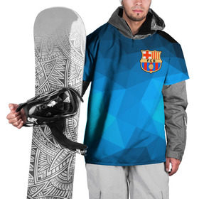 Накидка на куртку 3D с принтом FC Barcelona blue polygon 2018 в Курске, 100% полиэстер |  | fc barcelona | мяч | спорт | футбол | чеппионат 