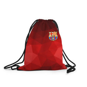 Рюкзак-мешок 3D с принтом FC Barcelona red polygon 2018 в Курске, 100% полиэстер | плотность ткани — 200 г/м2, размер — 35 х 45 см; лямки — толстые шнурки, застежка на шнуровке, без карманов и подкладки | Тематика изображения на принте: fc barcelona | мяч | спорт | футбол | чеппионат