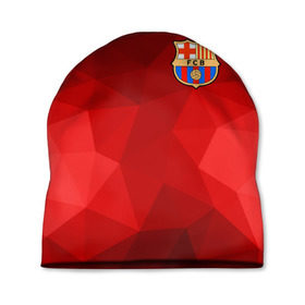 Шапка 3D с принтом FC Barcelona red polygon 2018 в Курске, 100% полиэстер | универсальный размер, печать по всей поверхности изделия | fc barcelona | мяч | спорт | футбол | чеппионат