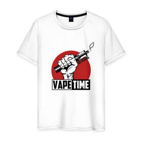 Мужская футболка хлопок с принтом Vape time в Курске, 100% хлопок | прямой крой, круглый вырез горловины, длина до линии бедер, слегка спущенное плечо. | 
