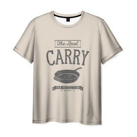 Мужская футболка 3D с принтом The Real Carry - Pan Protectio в Курске, 100% полиэфир | прямой крой, круглый вырез горловины, длина до линии бедер | battlegrounds | playerunknowns | pubg | пубг | сковородка