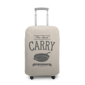 Чехол для чемодана 3D с принтом The Real Carry - Pan Protectio в Курске, 86% полиэфир, 14% спандекс | двустороннее нанесение принта, прорези для ручек и колес | battlegrounds | playerunknowns | pubg | пубг | сковородка