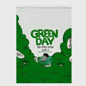 Скетчбук с принтом Монстр Green Day в Курске, 100% бумага
 | 48 листов, плотность листов — 100 г/м2, плотность картонной обложки — 250 г/м2. Листы скреплены сверху удобной пружинной спиралью | american idiot | green day | альтернативный | билли джо армстронг | грин дей | группа | зелёный день | майк дёрнт | музыка | надпись | панк | поп | поппанк | рок | тре кул