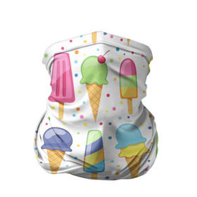 Бандана-труба 3D с принтом мороженное в Курске, 100% полиэстер, ткань с особыми свойствами — Activecool | плотность 150‒180 г/м2; хорошо тянется, но сохраняет форму | dessert | food | ice cream | sweets | десерт | еда | мороженное | сладости