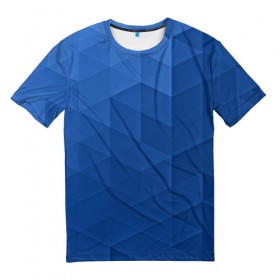 Мужская футболка 3D с принтом trianse blue в Курске, 100% полиэфир | прямой крой, круглый вырез горловины, длина до линии бедер | Тематика изображения на принте: abstraction | абстракция | геометрия | грани | полигоны | сочетания | треугольники
