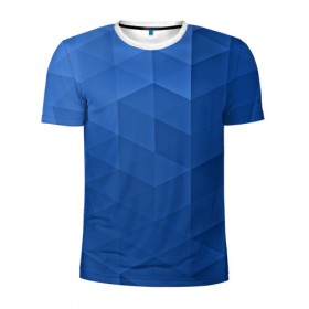 Мужская футболка 3D спортивная с принтом trianse blue в Курске, 100% полиэстер с улучшенными характеристиками | приталенный силуэт, круглая горловина, широкие плечи, сужается к линии бедра | abstraction | абстракция | геометрия | грани | полигоны | сочетания | треугольники