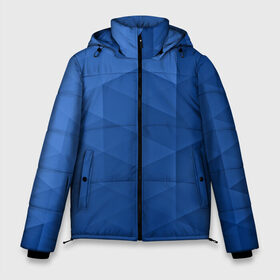 Мужская зимняя куртка 3D с принтом trianse blue в Курске, верх — 100% полиэстер; подкладка — 100% полиэстер; утеплитель — 100% полиэстер | длина ниже бедра, свободный силуэт Оверсайз. Есть воротник-стойка, отстегивающийся капюшон и ветрозащитная планка. 

Боковые карманы с листочкой на кнопках и внутренний карман на молнии. | abstraction | абстракция | геометрия | грани | полигоны | сочетания | треугольники