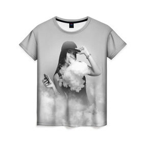 Женская футболка 3D с принтом Vape girl в Курске, 100% полиэфир ( синтетическое хлопкоподобное полотно) | прямой крой, круглый вырез горловины, длина до линии бедер | 