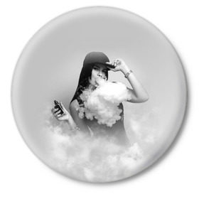 Значок с принтом Vape girl в Курске,  металл | круглая форма, металлическая застежка в виде булавки | 