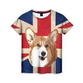 Женская футболка 3D с принтом Королевский корги в Курске, 100% полиэфир ( синтетическое хлопкоподобное полотно) | прямой крой, круглый вырез горловины, длина до линии бедер | Тематика изображения на принте: англия | великобритания | вельш корги | корги | корги пемброк | королева | пемброк | собака | флаг