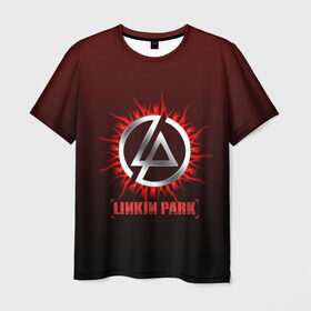 Мужская футболка 3D с принтом Красно-черный Linkin Park в Курске, 100% полиэфир | прямой крой, круглый вырез горловины, длина до линии бедер | 