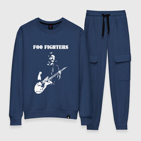 Женский костюм хлопок с принтом Foo Fighters в Курске, 100% хлопок | на свитшоте круглая горловина, мягкая резинка по низу. Брюки заужены к низу, на них два вида карманов: два 