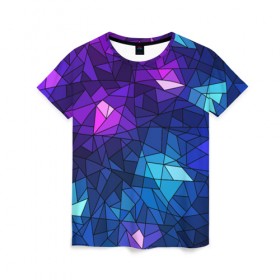 Женская футболка 3D с принтом Стекло в Курске, 100% полиэфир ( синтетическое хлопкоподобное полотно) | прямой крой, круглый вырез горловины, длина до линии бедер | mosaic | абстракция | геометрия | мозаика | стекло