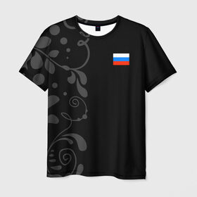 Мужская футболка 3D с принтом Russia - Black collection в Курске, 100% полиэфир | прямой крой, круглый вырез горловины, длина до линии бедер | 0x000000123 | black collection | russia | россия