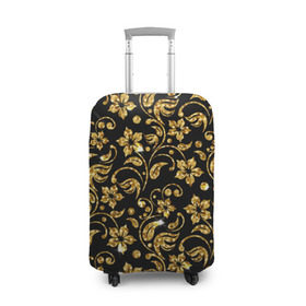 Чехол для чемодана 3D с принтом Люкс в Курске, 86% полиэфир, 14% спандекс | двустороннее нанесение принта, прорези для ручек и колес | diamond | flowers | gold | golden | блеск | богатство | бриллиант | злато | золото | орнамент | узор | цветы