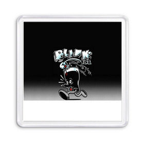 Магнит 55*55 с принтом Заяц в стакане Blink-182 в Курске, Пластик | Размер: 65*65 мм; Размер печати: 55*55 мм | Тематика изображения на принте: blink | альтернативный рок | блинк | группа | марк хоппус | музыка | мэтт скиба | надпись | панк | панк рок | песни | поп панк | рок | скейт панк | смайл | смайлик | трэвис баркер