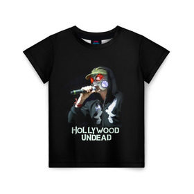Детская футболка 3D с принтом J-Dog группа Hollywood Undead в Курске, 100% гипоаллергенный полиэфир | прямой крой, круглый вырез горловины, длина до линии бедер, чуть спущенное плечо, ткань немного тянется | Тематика изображения на принте: 