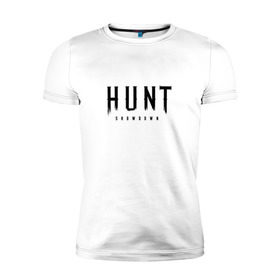 Мужская футболка премиум с принтом Hunt: Showdown Black Logo в Курске, 92% хлопок, 8% лайкра | приталенный силуэт, круглый вырез ворота, длина до линии бедра, короткий рукав | Тематика изображения на принте: crytek | game | hunt | hunt: showdown | hunter | monsters | showdown | игра | крайтек | охота | столкновение