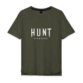Мужская футболка хлопок Oversize с принтом Hunt: Showdown White Logo в Курске, 100% хлопок | свободный крой, круглый ворот, “спинка” длиннее передней части | crytek | game | hunt | hunt: showdown | hunter | monsters | showdown | игра | крайтек | охота | столкновение