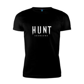 Мужская футболка премиум с принтом Hunt: Showdown White Logo в Курске, 92% хлопок, 8% лайкра | приталенный силуэт, круглый вырез ворота, длина до линии бедра, короткий рукав | crytek | game | hunt | hunt: showdown | hunter | monsters | showdown | игра | крайтек | охота | столкновение