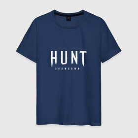 Мужская футболка хлопок с принтом Hunt: Showdown White Logo в Курске, 100% хлопок | прямой крой, круглый вырез горловины, длина до линии бедер, слегка спущенное плечо. | Тематика изображения на принте: crytek | game | hunt | hunt: showdown | hunter | monsters | showdown | игра | крайтек | охота | столкновение