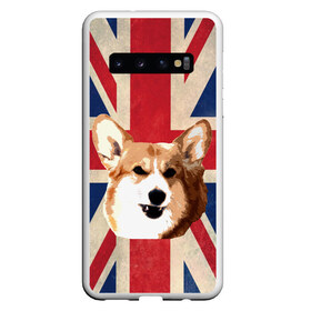 Чехол для Samsung Galaxy S10 с принтом Королевский корги в Курске, Силикон | Область печати: задняя сторона чехла, без боковых панелей | Тематика изображения на принте: англия | великобритания | вельш корги | корги | корги пемброк | пемброк | собака | флаг