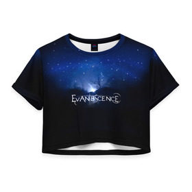 Женская футболка 3D укороченная с принтом Evanescence звездное небо в Курске, 100% полиэстер | круглая горловина, длина футболки до линии талии, рукава с отворотами | evanescence | альтернативный | готик | группа | джен маджура | исчезновение | метал | ню | рок | синий | тим маккорд | трой маклоухорн | уилл хант | хард | эванесенс | эми ли