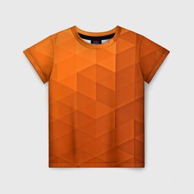 Детская футболка 3D с принтом Orange abstraction в Курске, 100% гипоаллергенный полиэфир | прямой крой, круглый вырез горловины, длина до линии бедер, чуть спущенное плечо, ткань немного тянется | abstraction | geometry | polygon | абстракция | геометрия | грань | краски | кубик | кубики | линии | мозаика | полигоны | ребро | текстура | узор
