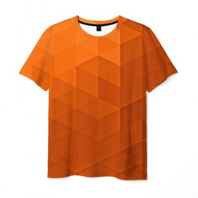 Мужская футболка 3D с принтом Orange abstraction в Курске, 100% полиэфир | прямой крой, круглый вырез горловины, длина до линии бедер | abstraction | geometry | polygon | абстракция | геометрия | грань | краски | кубик | кубики | линии | мозаика | полигоны | ребро | текстура | узор