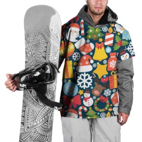 Накидка на куртку 3D с принтом Новогодний набор в Курске, 100% полиэстер |  | Тематика изображения на принте: new year | елка | новый год | подарок | снеговик | снежинка