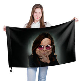 Флаг 3D с принтом Оззи Осборн в Курске, 100% полиэстер | плотность ткани — 95 г/м2, размер — 67 х 109 см. Принт наносится с одной стороны | black sabbath | ozzy osbourne | оззи осборн