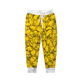 Детские брюки 3D с принтом Бананы в Курске, 100% полиэстер | манжеты по низу, эластичный пояс регулируется шнурком, по бокам два кармана без застежек, внутренняя часть кармана из мелкой сетки | banana | vegan | банан | веган | желтый | паттерн | текстура | фрукт