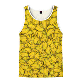 Мужская майка 3D с принтом Бананы в Курске, 100% полиэстер | круглая горловина, приталенный силуэт, длина до линии бедра. Пройма и горловина окантованы тонкой бейкой | Тематика изображения на принте: banana | vegan | банан | веган | желтый | паттерн | текстура | фрукт
