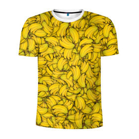 Мужская футболка 3D спортивная с принтом Бананы в Курске, 100% полиэстер с улучшенными характеристиками | приталенный силуэт, круглая горловина, широкие плечи, сужается к линии бедра | banana | vegan | банан | веган | желтый | паттерн | текстура | фрукт